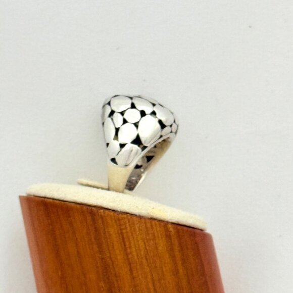 Sterling Silver Dome Ring w/Pebbled/Cobblestone Pattern Sterling 10 gm Size 6.5 - Picture 3 of 10